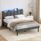 DE.SIKAIC Betten Bettrahmen 140 x 200 cm Doppelbett mit LED-Beleuchtung und Ladestation Dunkelgrau