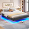 DE.SIKAIC Betten Metall Schwebebett Bettgestell mit LED Beleuchtung und Lattenrost Grau