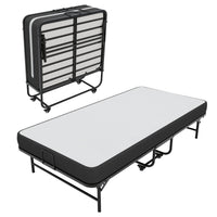 DE.SIKAIC Betten Schwarz / Metall / Modern Klappbett 90x200 Erwachsene mit 10cm Dicker Schaumstoff Matratze