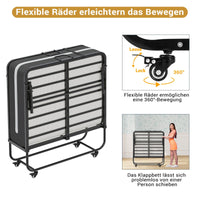 DE.SIKAIC Betten Schwarz / Metall / Modern Klappbett 90x200 Erwachsene mit 10cm Dicker Schaumstoff Matratze