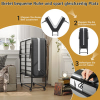 DE.SIKAIC Betten Schwarz / Metall / Modern Klappbett 90x200 Erwachsene mit 10cm Dicker Schaumstoff Matratze