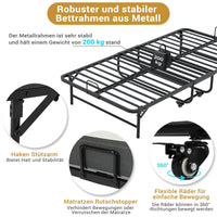 DE.SIKAIC Betten Schwarz / Metall / Modern Klappbett 90x200 Erwachsene mit 10cm Dicker Schaumstoff Matratze