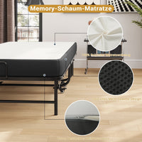 DE.SIKAIC Betten Schwarz / Metall / Modern Klappbett 90x200 Erwachsene mit 10cm Dicker Schaumstoff Matratze