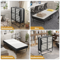 DE.SIKAIC Betten Schwarz / Metall / Modern Klappbett 90x200 Erwachsene mit 10cm Dicker Schaumstoff Matratze