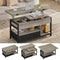 DE.SIKAIC Couchtisch Grau / Holzwerkstoff / Modern Couchtisch Höhenverstellbar 3-in-1-Multifunktions-Wohnzimmertisch mit 2 Schubladen, Grau