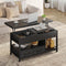 DE.SIKAIC Couchtisch Schwarz / Holzwerkstoff / Modern Couchtisch Höhenverstellbar 3-in-1-Multifunktions-Wohnzimmertisch mit 2 Schubladen, Schwarz