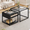 DE.SIKAIC Couchtisch Schwarz / Holzwerkstoff / Modern Moderne schwarze Couchtisch 2er Set | DIY Glastisch mit Schubladen | Für Wohnzimmer, Balkon und Büro
