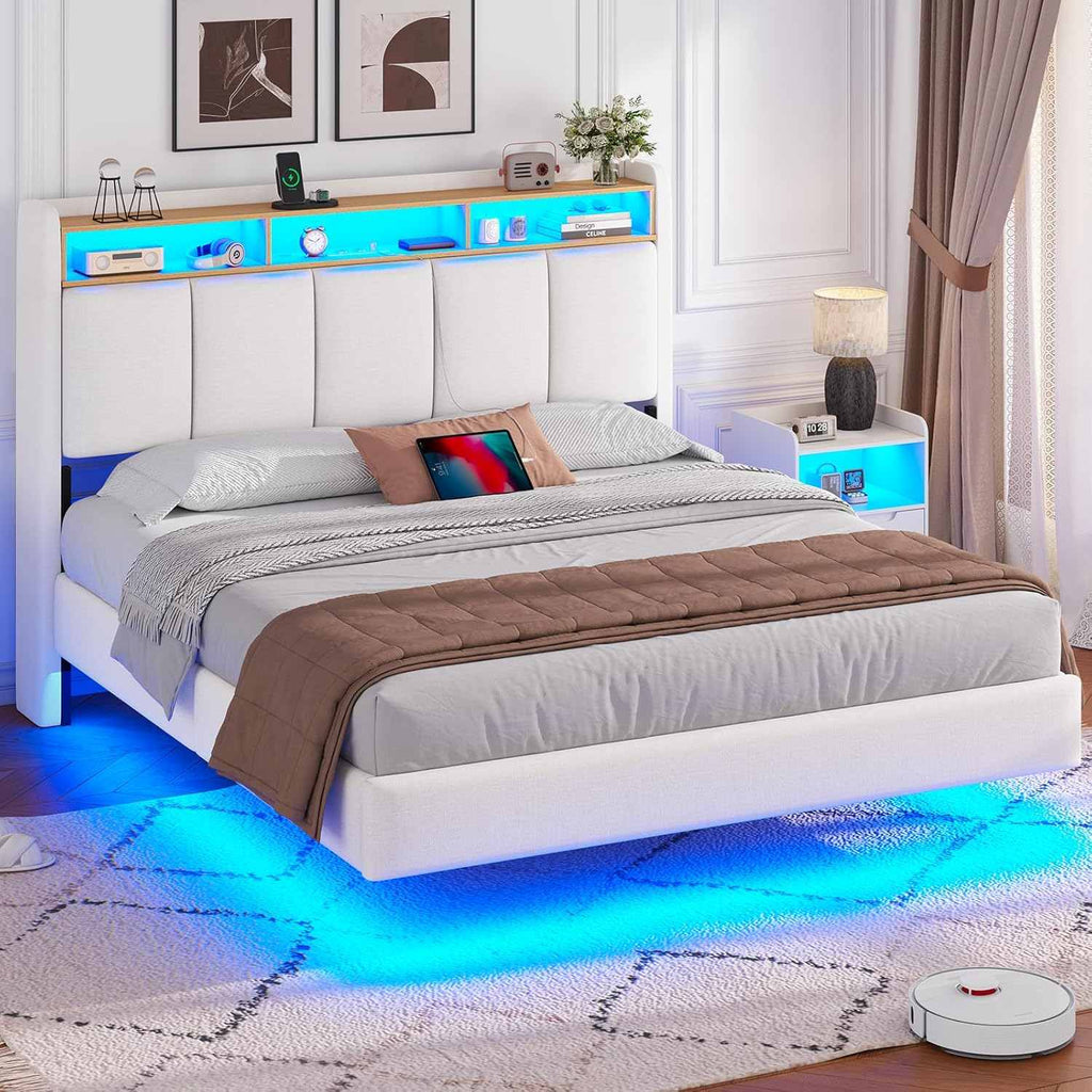 Polsterbett Schwebebett mit LED-Beleuchtung: Ihr Schlafzimmer der Zukunft