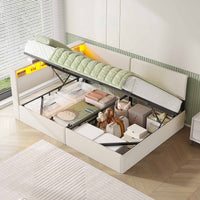 DE.SIKAIC Betten Beige / Holzwerkstoff&Metall / 140 x 200 cm Polsterbett Schlafsofa 140x200 mit hydraulischem Stauraum,  Beige