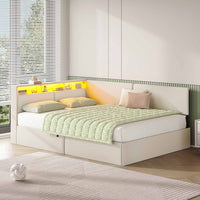 DE.SIKAIC Betten Beige / Holzwerkstoff&Metall / 140 x 200 cm Polsterbett Schlafsofa 140x200 mit hydraulischem Stauraum,  Beige