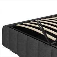 DE.SIKAIC Betten Bett mit LED Beleuchtung, Polsterbett, Regalkopfteil mit Stauraum, Bettgestell mit Lattenrost, bequem, Grau