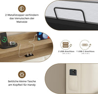 DE.SIKAIC Betten Bett mit LED Beleuchtung, Polsterbett, Regalkopfteil mit Stauraum, Bettgestell mit Lattenrost, bequem, Weiß