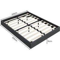 DE.SIKAIC Betten Bettgestell mit LED Beleuchtung, Schwebender visueller Effekt, Polsterbett mit Lattenrost, bequem, Leinenstoff grau