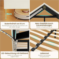 DE.SIKAIC Betten Bettgestell mit LED Beleuchtung, Schwebender visueller Effekt, Polsterbett mit Lattenrost, bequem, PU weiß