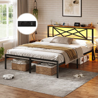 DE.SIKAIC Betten Bettgestell mit LED Beleuchtung,  Steckdose, Stauraum unter dem Bett