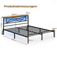 DE.SIKAIC Betten Bettgestell mit LED Beleuchtung,  Steckdose, Stauraum unter dem Bett