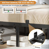 DE.SIKAIC Betten Bettgestell mit LED-Beleuchtung, USB-Ladefunktion und Stauraum-Kopfteil, Dunkelgrau