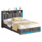 DE.SIKAIC Betten Dunkelgrau / 140×200cm / Holzwerkstoff & Metall Polsterbett (140 x 200 cm) mit Steckdosen und LED-Beleuchtung Dunkelgraues