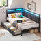 DE.SIKAIC Betten Dunkelgrau / Flachs und Metall / 90×200cm 90 x 200 cm LED-Schlafsofa mit USB-Ladeanschluss – Dunkelgrau