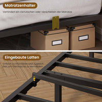 DE.SIKAIC Betten Dunkelgrau / Flachs und Metall / 90×200cm 90 x 200 cm LED-Schlafsofa mit USB-Ladeanschluss – Dunkelgrau