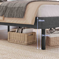 DE.SIKAIC Betten Dunkelgrau / Leinen / Minimalistisch Leinenstoff Polsterbett Bettrahmen 140 x 200 cm Doppelbett mit LED-Beleuchtung und Ladestation Dunkelgrau