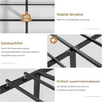 DE.SIKAIC Betten Dunkelgrau / Metall / 140 cm × 190 cm Doppelbettgestell Metallbett mit LED-Beleuchtung, Ladestation und Kopfteil, Bett Schwebebettrahmen Dunkelgrau