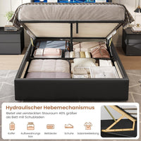 DE.SIKAIC Betten Dunkelgrau / Metall / 140 cm × 200 cm LED Polsterbett mit Stauraum Kopfteil, Bettgestell mit Lattenrost und bettkasten,Schwarz