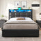 DE.SIKAIC Betten Dunkelgrau / Metall / 140 cm × 200 cm LED Polsterbett mit Stauraum Kopfteil, Bettgestell mit Lattenrost und bettkasten,Schwarz