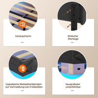 DE.SIKAIC Betten Dunkelgrau / Metall / 160×200 cm Modernes Schwebebett 160x200 cm, Leinen gepolstertes Doppelbett mit LED-Beleuchtung, Ladestation, hohem Kopfteil, Dunkelgrau