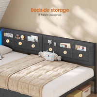 DE.SIKAIC Betten Grau / Metall / 90X190 cm Schlafsofa 90x190 cm mit LED-Beleuchtung und Steckdosenleiste, Grau