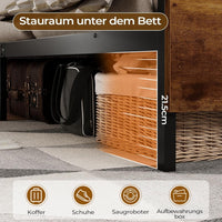 DE.SIKAIC Betten LED Bettgestell mit Steckdose und USB-Ladefunktion, Lattenrost und Stauraum unter dem Bett