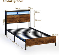 DE.SIKAIC Betten LED Bettgestell mit Steckdose und USB-Ladefunktion, Lattenrost und Stauraum unter dem Bett