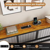 DE.SIKAIC Betten Metall Bettgestell mit LED Beleuchtung, Ladestation, Kopfteil und Stauraum