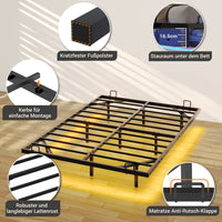 DE.SIKAIC Betten Metall Bettgestell mit LED Beleuchtung und Lattenrost, Schwarz(ohne matratze)