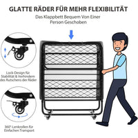 DE.SIKAIC Betten Modern / Schwarz / Metall Klappbett 90x200 cm Gästebett Klappbar mit ca.13CM Dicke Gedächtnisschaum