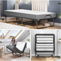 DE.SIKAIC Betten Modern / Schwarz / Metall Klappbett 90x200 cm Gästebett Klappbar mit ca.13CM Dicke Gedächtnisschaum