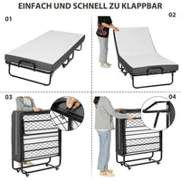 DE.SIKAIC Betten Modern / Schwarz / Metall Klappbett 90x200 cm Gästebett Klappbar mit ca.13CM Dicke Gedächtnisschaum