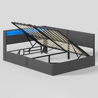 DE.SIKAIC Betten Polsterbett Schlafsofa 140x200 mit hydraulischem Stauraum,  Dunkelgrau