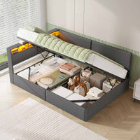 DE.SIKAIC Betten Polsterbett Schlafsofa 140x200 mit hydraulischem Stauraum,  Dunkelgrau
