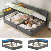 DE.SIKAIC Betten Polsterbett Schlafsofa 140x200 mit hydraulischem Stauraum,  Dunkelgrau