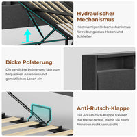 DE.SIKAIC Betten Polsterbett Schlafsofa 140x200 mit hydraulischem Stauraum,  Dunkelgrau