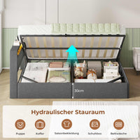 DE.SIKAIC Betten Polsterbett Schlafsofa 140x200 mit hydraulischem Stauraum,  Dunkelgrau