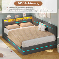 DE.SIKAIC Betten Polsterbett Schlafsofa 140x200 mit hydraulischem Stauraum,  Dunkelgrau