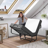 DE.SIKAIC Betten Schwarz / Metall / Modern Klappbett 90x200 cm mit Rollen Matratze aus Gedächtnisschaum Klappbar Reisebett