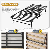 DE.SIKAIC Betten ‎Schwarz / Metall / Modern Klappbett 90x200 Erwachsene mit 10cm Dicker Schaumstoff Matratze