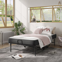 DE.SIKAIC Betten ‎Schwarz / Metall / Modern Klappbett 90x200 Erwachsene mit 10cm Dicker Schaumstoff Matratze