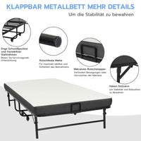 DE.SIKAIC Betten Schwarz / Metall / Modern Klappbett  feldbett 90x200 cm Erwachsene Gästebett mit 10cm Schaumstoff Matratze Reisebett mit 4 Laufrollen