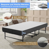 DE.SIKAIC Betten Schwarz / Metall / Modern Klappbett  feldbett 90x200 cm Erwachsene Gästebett mit 10cm Schaumstoff Matratze Reisebett mit 4 Laufrollen