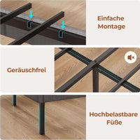 DE.SIKAIC Bettgestell mit LED-Beleuchtung, USB-Ladefunktion, Stauraum-Kopfteil und Stauraum unter dem Bett, Grau