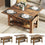 DE.SIKAIC Couchtisch Braun / Holzwerkstoff / Modern Couchtisch Höhenverstellbar 3-in-1-Multifunktions-Wohnzimmertisch Kaffeetisch Als Esstisch nutzbar, Braun